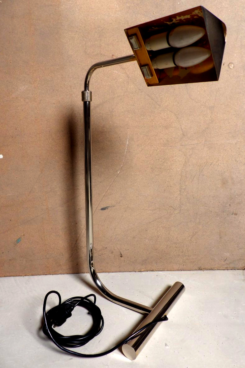 Lampe en Métal Chromé au Design Minimaliste attribuée à Christian LIAIGRE-photo-2