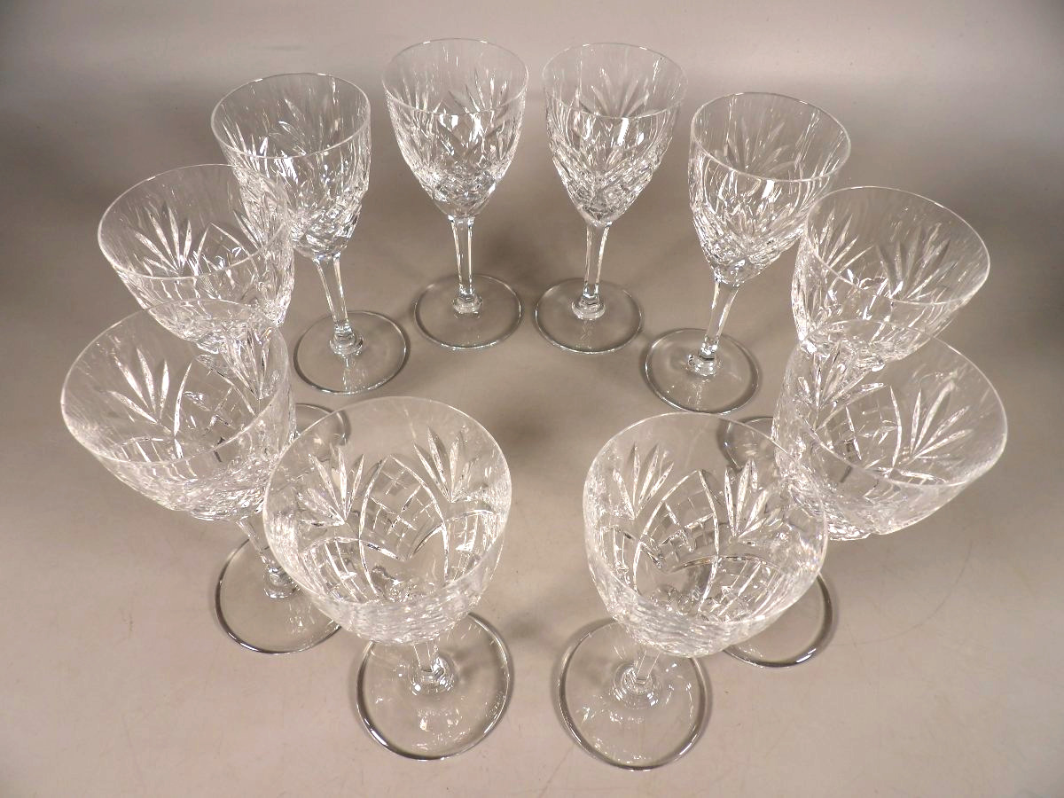 Suite de 10 Verres à Eau en Cristal - Modèle "Chantilly" par ST LOUIS-photo-1