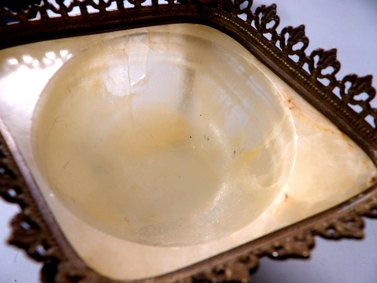 Napoleon III-style Ornamental Bowl In Onyx And Gilded Metal-photo-6