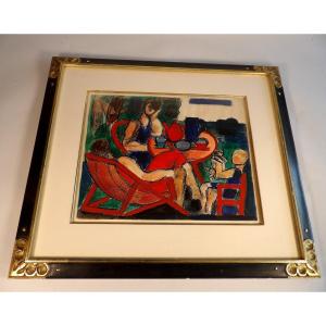  "L'Heure du Thé" 1930 de Marcel GROMAIRE - Aquarelle et Encre de Chine