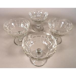 Set Of 4 Crystal Champagne Glasses By Baccarat - "marignane" Model