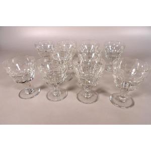 Set Of 10 Port Glasses No. 5 In Crystal By Baccarat - "marignane" Model