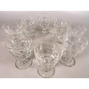 Set Of 8 Crystal Wine Glasses No. 4 By Baccarat - "marignane" Model