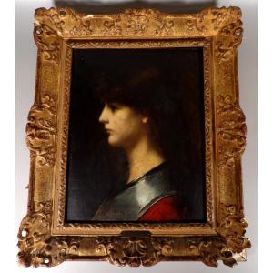 Huile sur Toile - Portrait de Profil en Clair Obscur - Jean-Jacques HENNER (1829-1905)