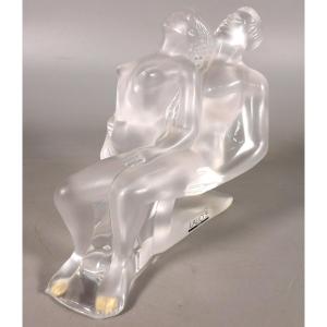 Couple de Danseurs Enlacés "Serge et Joséphine" - Art Déco - Cristal Dépoli par LALIQUE FRANCE