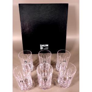 6 Chopes / Verres à Orangeade en Cristal Modèle "Beaugency" par DAUM France