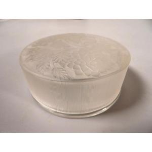 Antique Round Box With Frosted Crystal Lid - Designed In 1924 By René Lalique