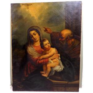 Grande Huile sur Toile - Représentation de la Sainte Famille - 1852