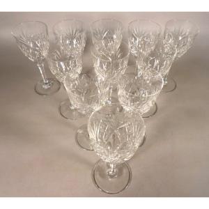 Suite de 10 Verres à Eau en Cristal - Modèle "Chantilly" par ST LOUIS