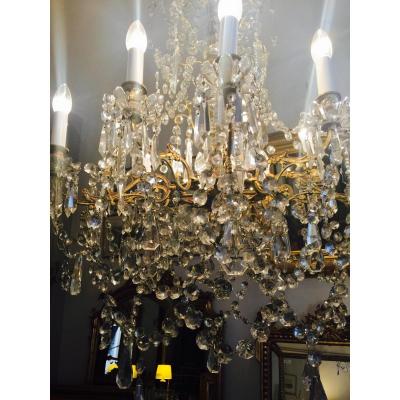 Grand Chandelier Gilt Bronze Pampilles Rewired Ceiling Lights Grand Chandelier Gilt Bronze Pampilles Rewired
