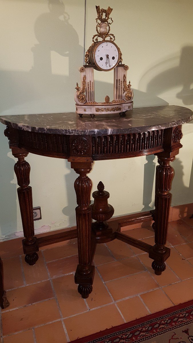 Half-moon Console In Oak, Louis XVI Period-photo-8