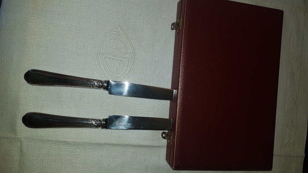 12 Silver Metal Cheese Knives - Goldsmith St Medard --photo-4