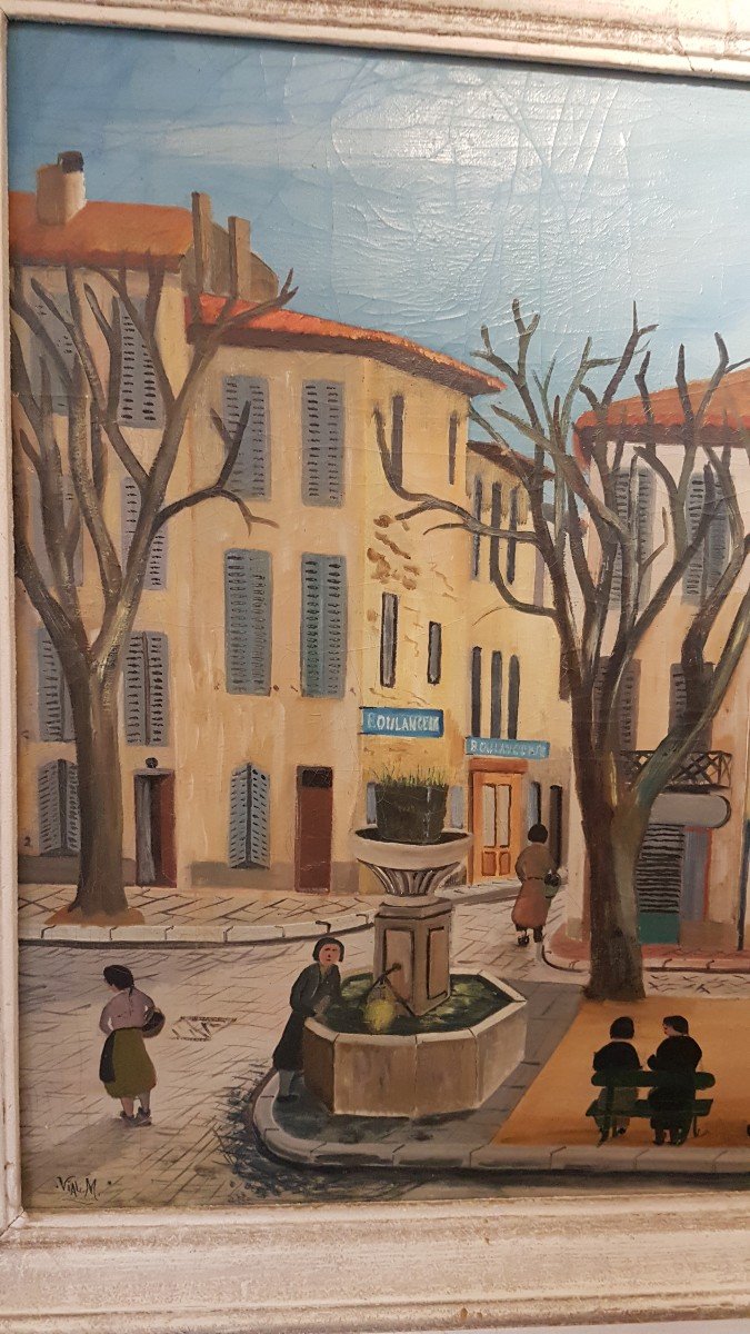 Painting City Of Cassis By M. Vial - Early 20th-photo-2