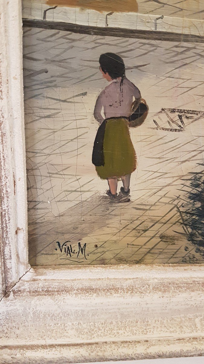 Painting City Of Cassis By M. Vial - Early 20th-photo-3