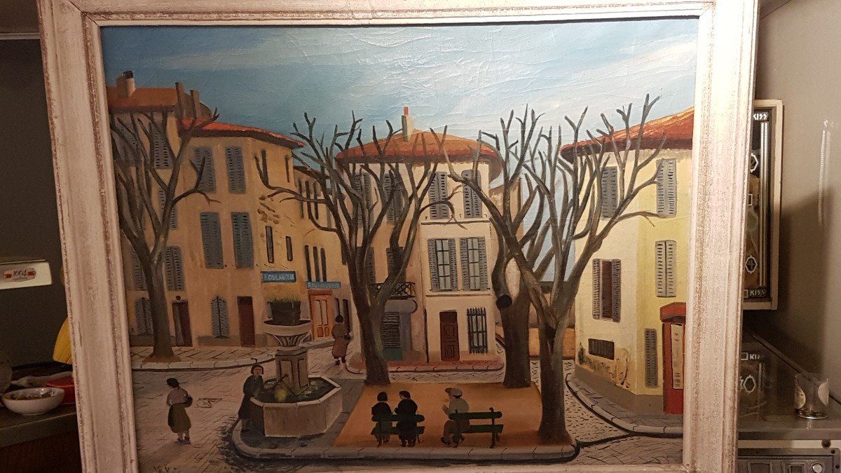 Painting City Of Cassis By M. Vial - Early 20th-photo-4