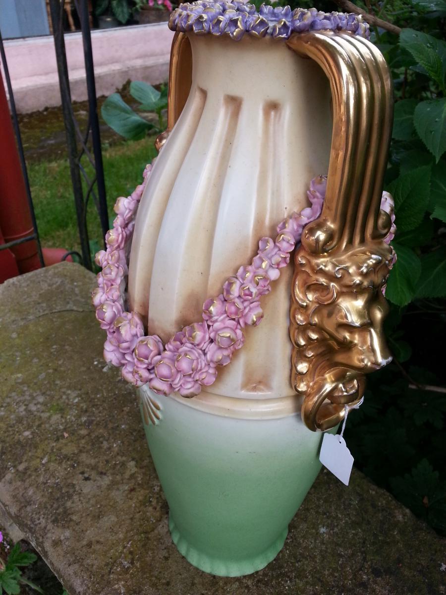 Grand Vase En Biscuit Polychrome  Austria-photo-2