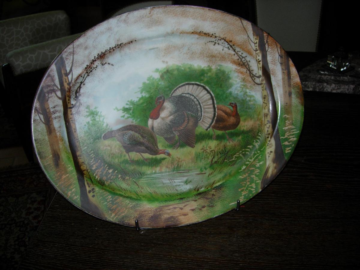 2 Great Dishes Painted Porcelain Animal Decor-photo-3