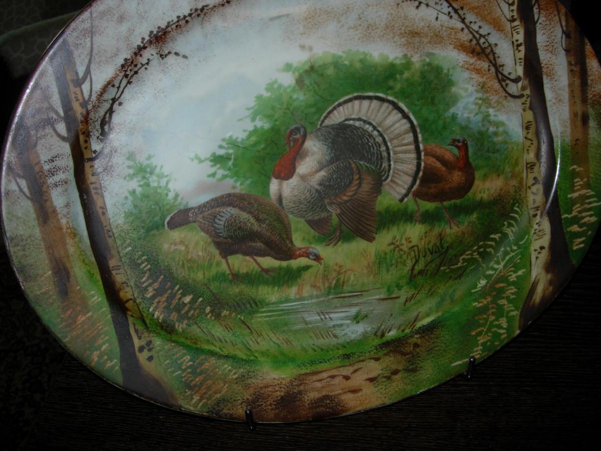 2 Great Dishes Painted Porcelain Animal Decor-photo-1