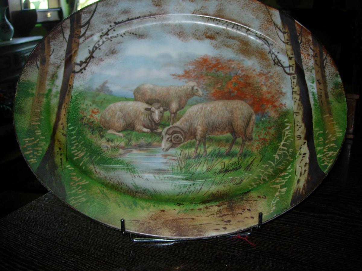 2 Great Dishes Painted Porcelain Animal Decor-photo-4