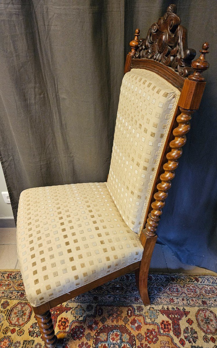Pair Of Louis XIII Chairs - 19th Century - In Solid Walnut --photo-3