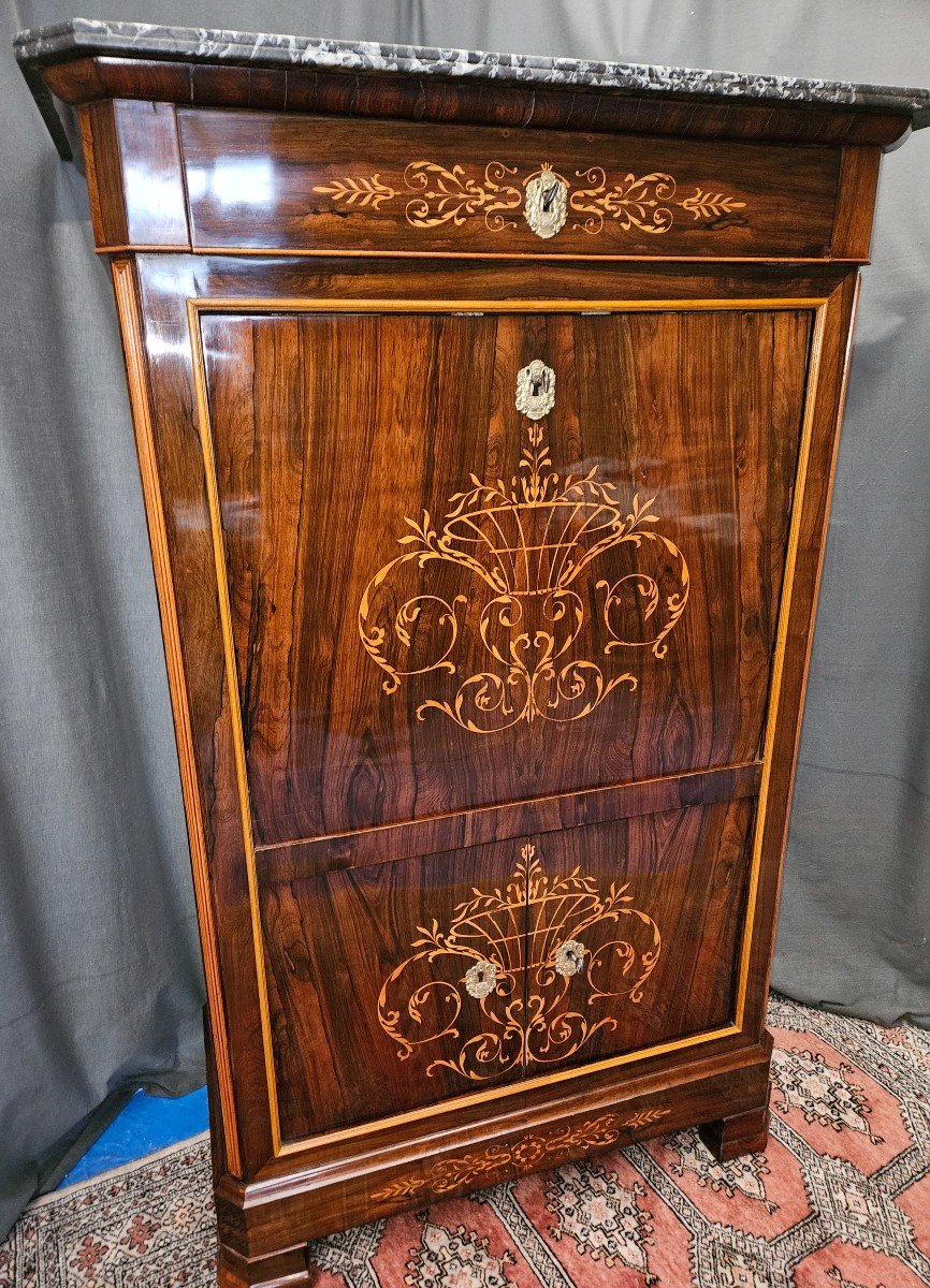 Secrétaire Charles X En Palissandre - époque 19ème -