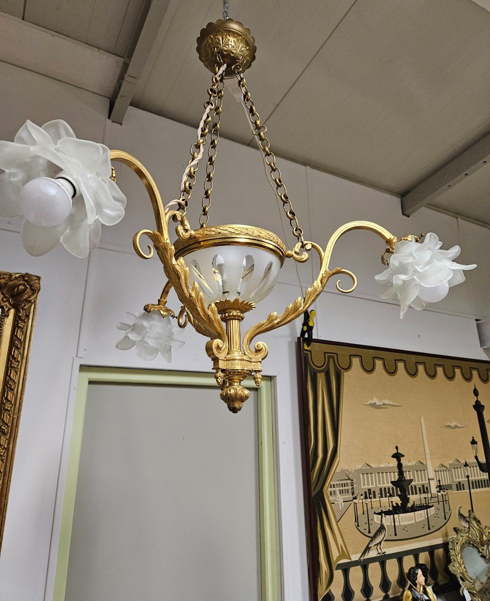 Gilt Bronze Chandelier - Louis XV Style - Late 19th Century --photo-5