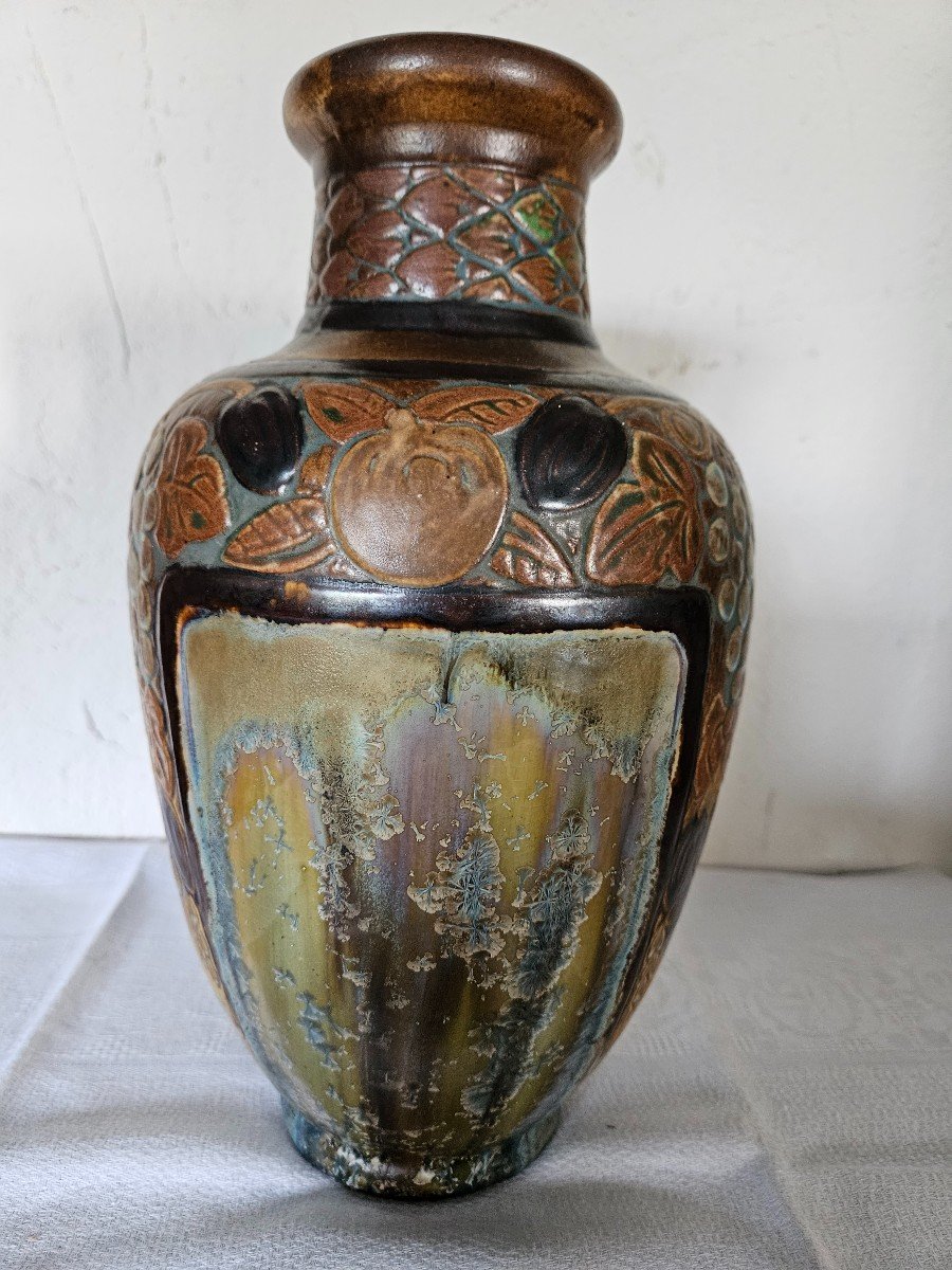 Vase Art Déco De Joseph Mougin  (1876  -  1961) En Grès émaillé.-photo-2