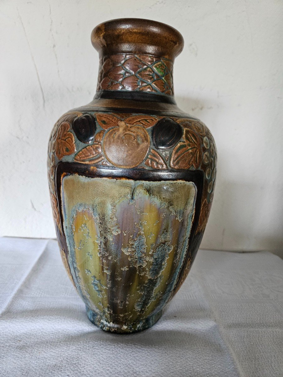 Vase Art Déco De Joseph Mougin  (1876  -  1961) En Grès émaillé.-photo-3