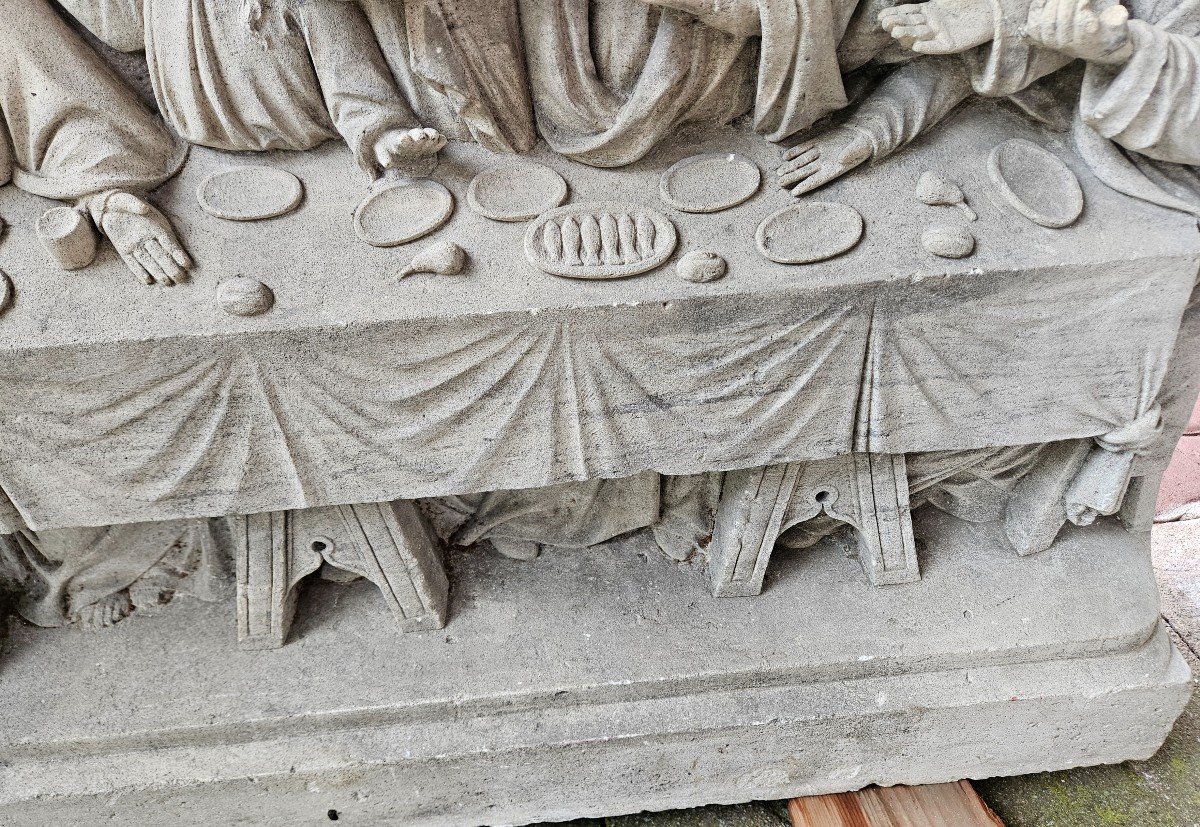 Bas Relief Stone Sculpture - Early 19th Century Period - Meal The Last Supper Of Jesus-photo-6