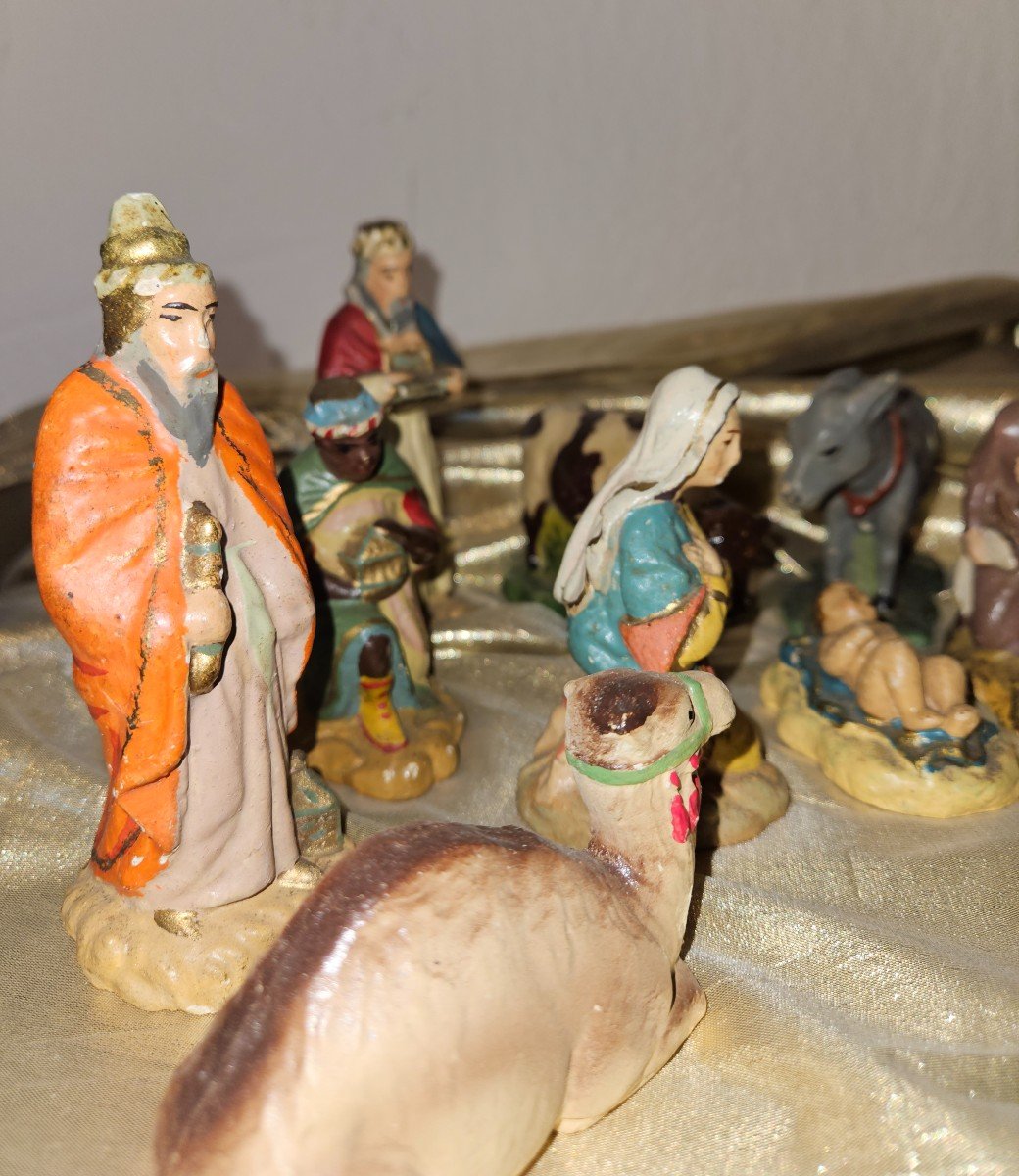 Polychrome Plaster Nativity Scene, Early 20th Century.-photo-1