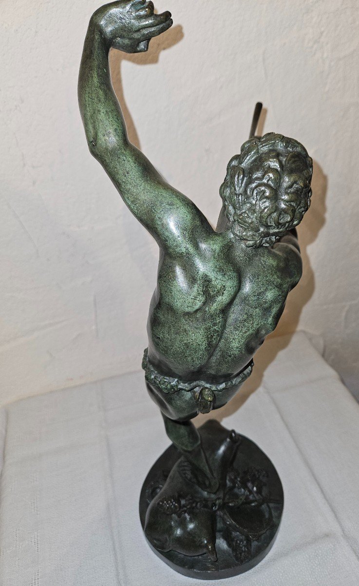 Bronze Sculpture Of Bacchus Dancing And Playing The Flute - 19th Century --photo-4