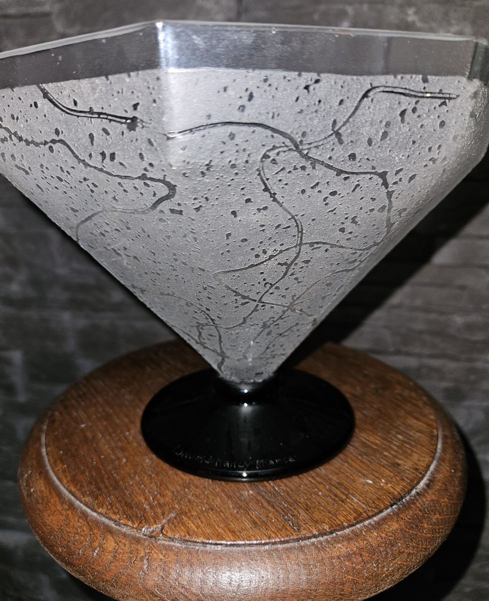 Daum Acid-etched Crystal Bowl - Art Deco - 1925 - Signed --photo-2