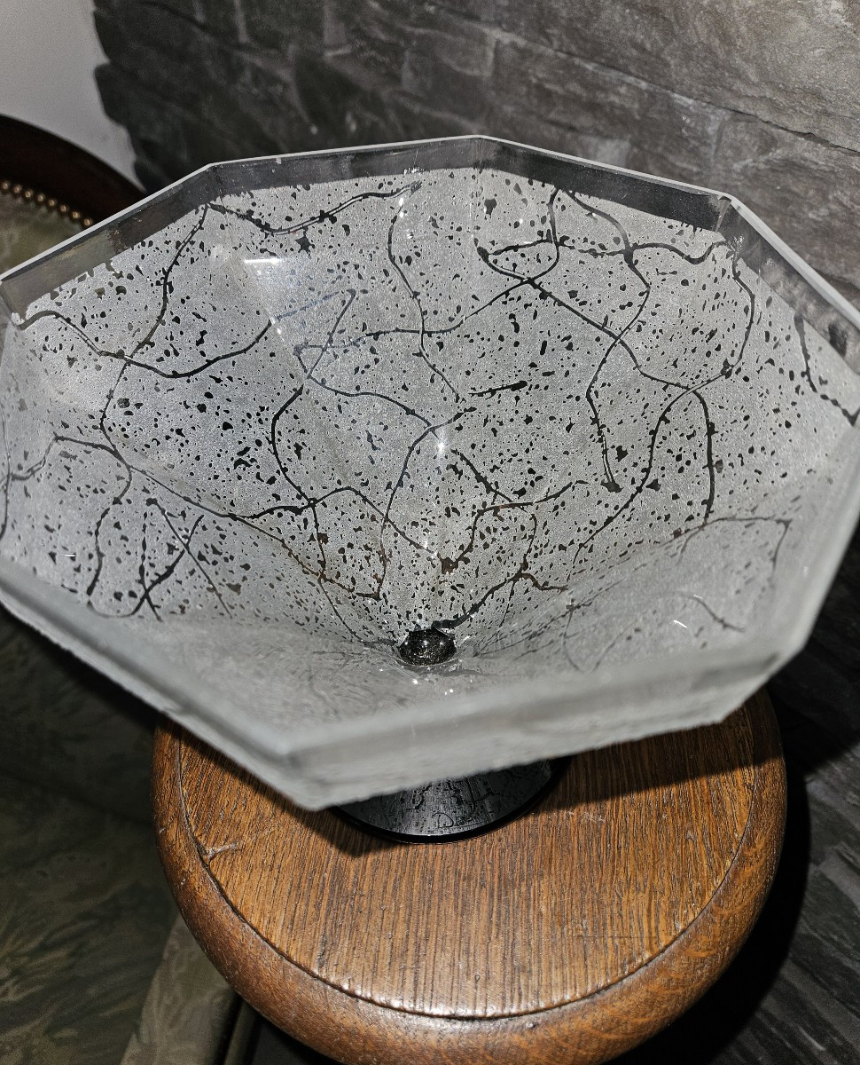 Daum Acid-etched Crystal Bowl - Art Deco - 1925 - Signed --photo-4