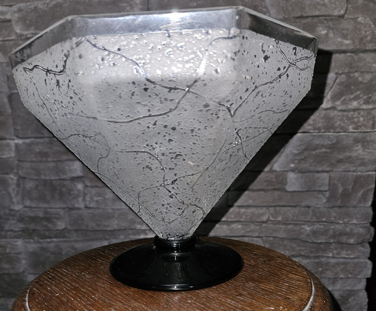 Daum Acid-etched Crystal Bowl - Art Deco - 1925 - Signed --photo-4
