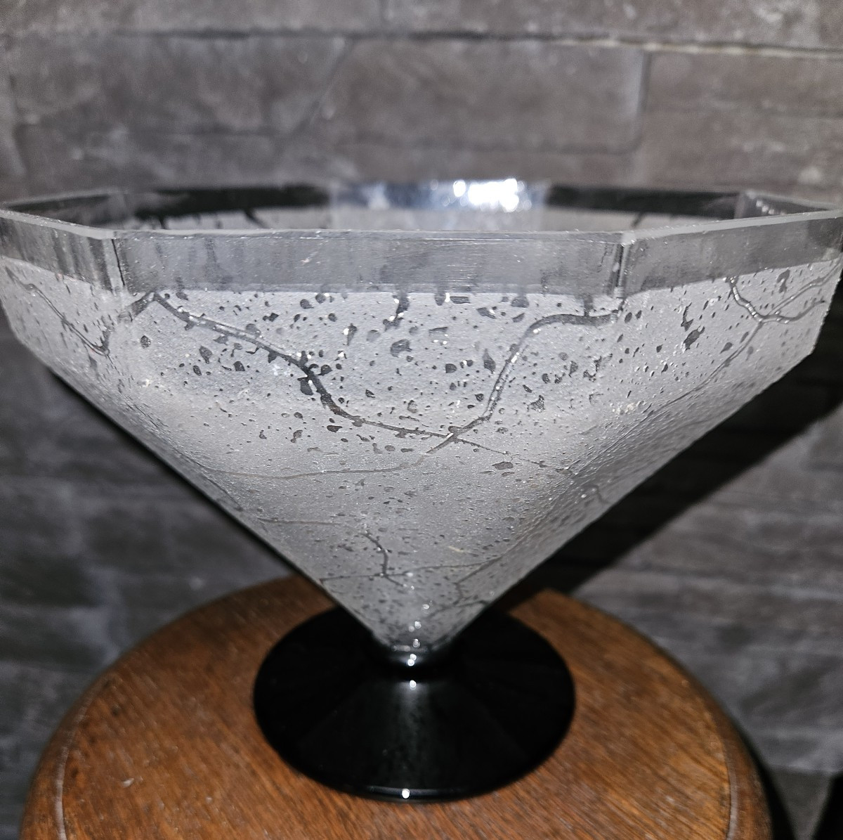 Daum Acid-etched Crystal Bowl - Art Deco - 1925 - Signed --photo-5
