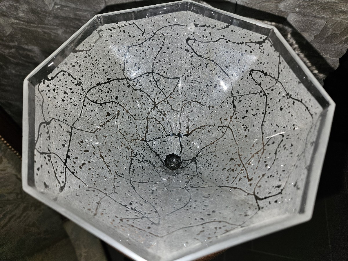 Daum Acid-etched Crystal Bowl - Art Deco - 1925 - Signed --photo-6