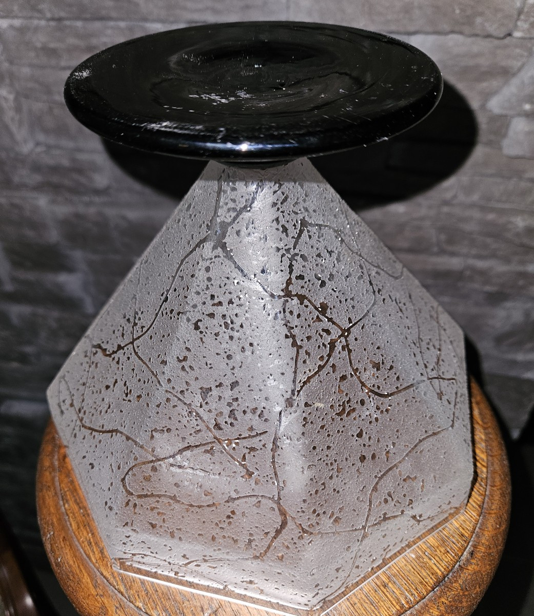 Daum Acid-etched Crystal Bowl - Art Deco - 1925 - Signed --photo-7