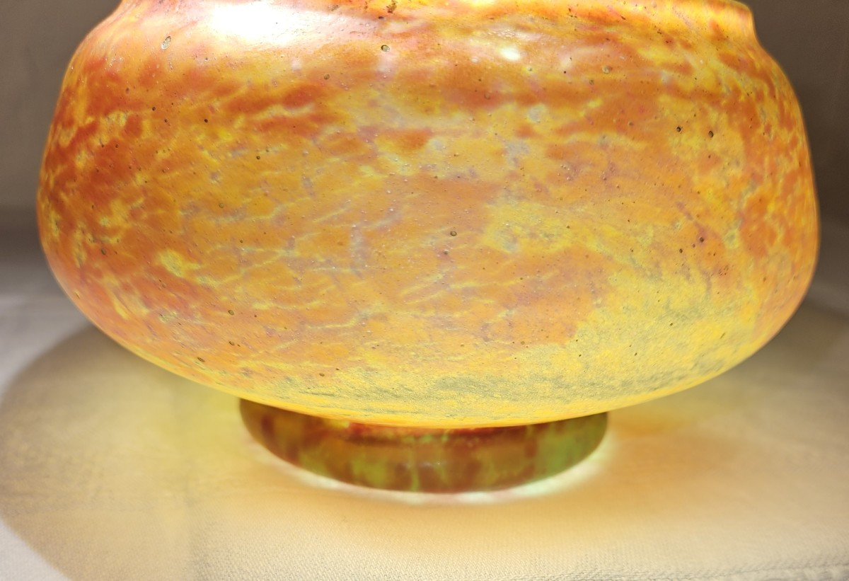 Daum Nancy Cup - Marbled Glass Paste - Signed Daum Nancy - Cross Of Lorraine - Late 19th Century-photo-4