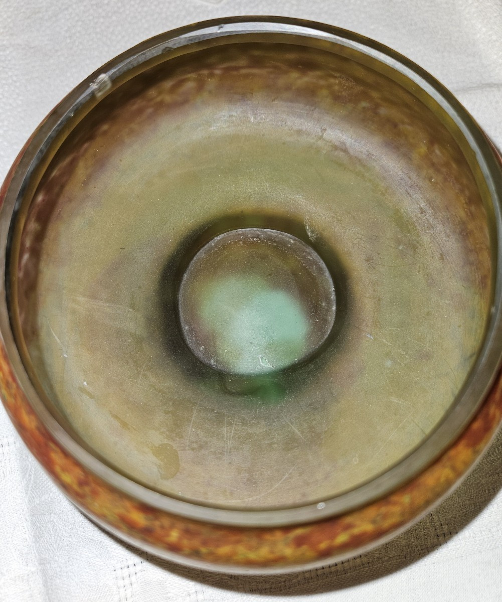 Daum Nancy Cup - Marbled Glass Paste - Signed Daum Nancy - Cross Of Lorraine - Late 19th Century-photo-2