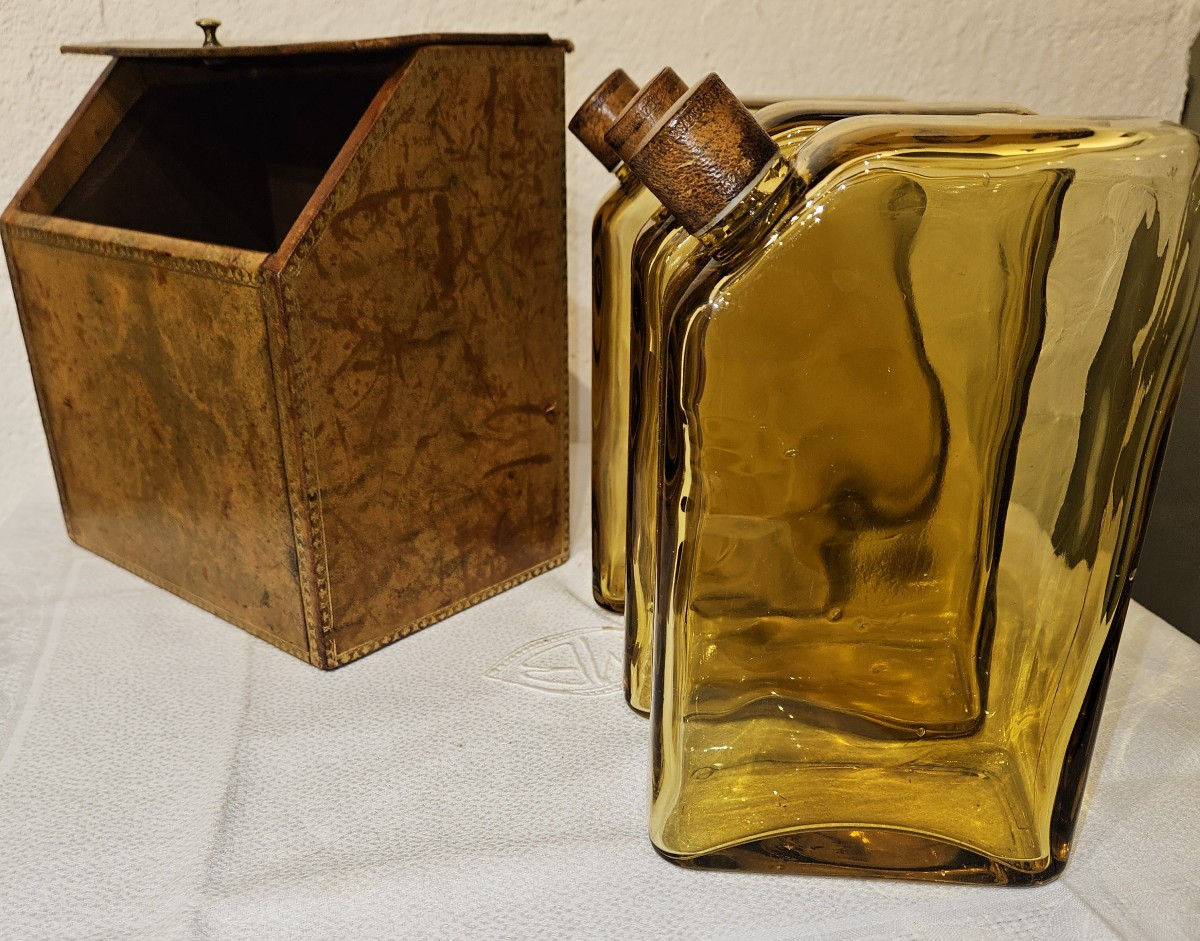 Coffret cave à boissons Tantalus  faux livres  - époque début 20ème --photo-2