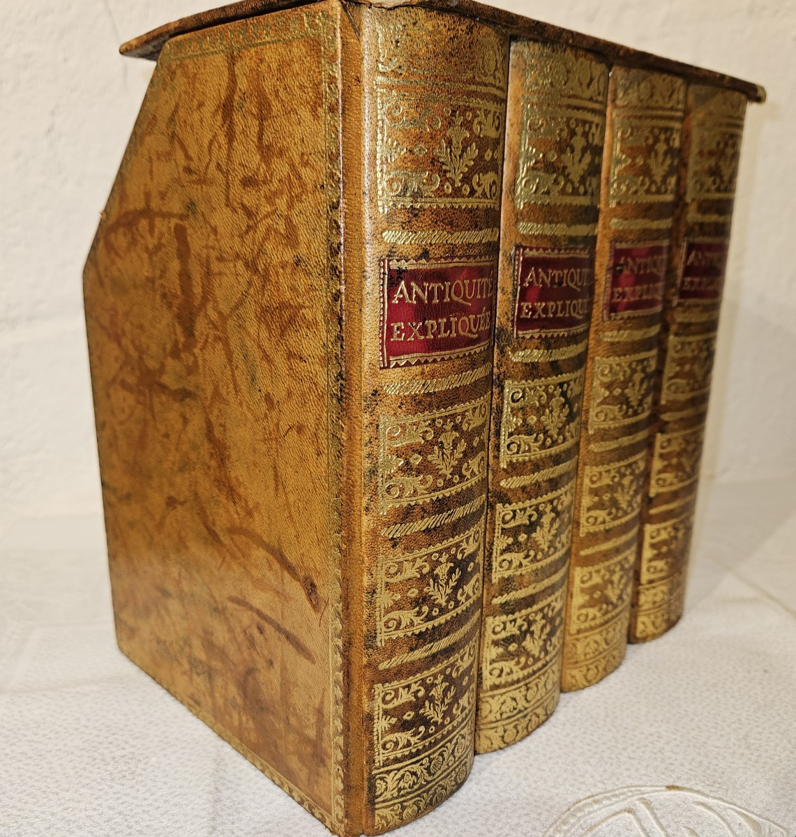 Coffret cave à boissons Tantalus  faux livres  - époque début 20ème --photo-3