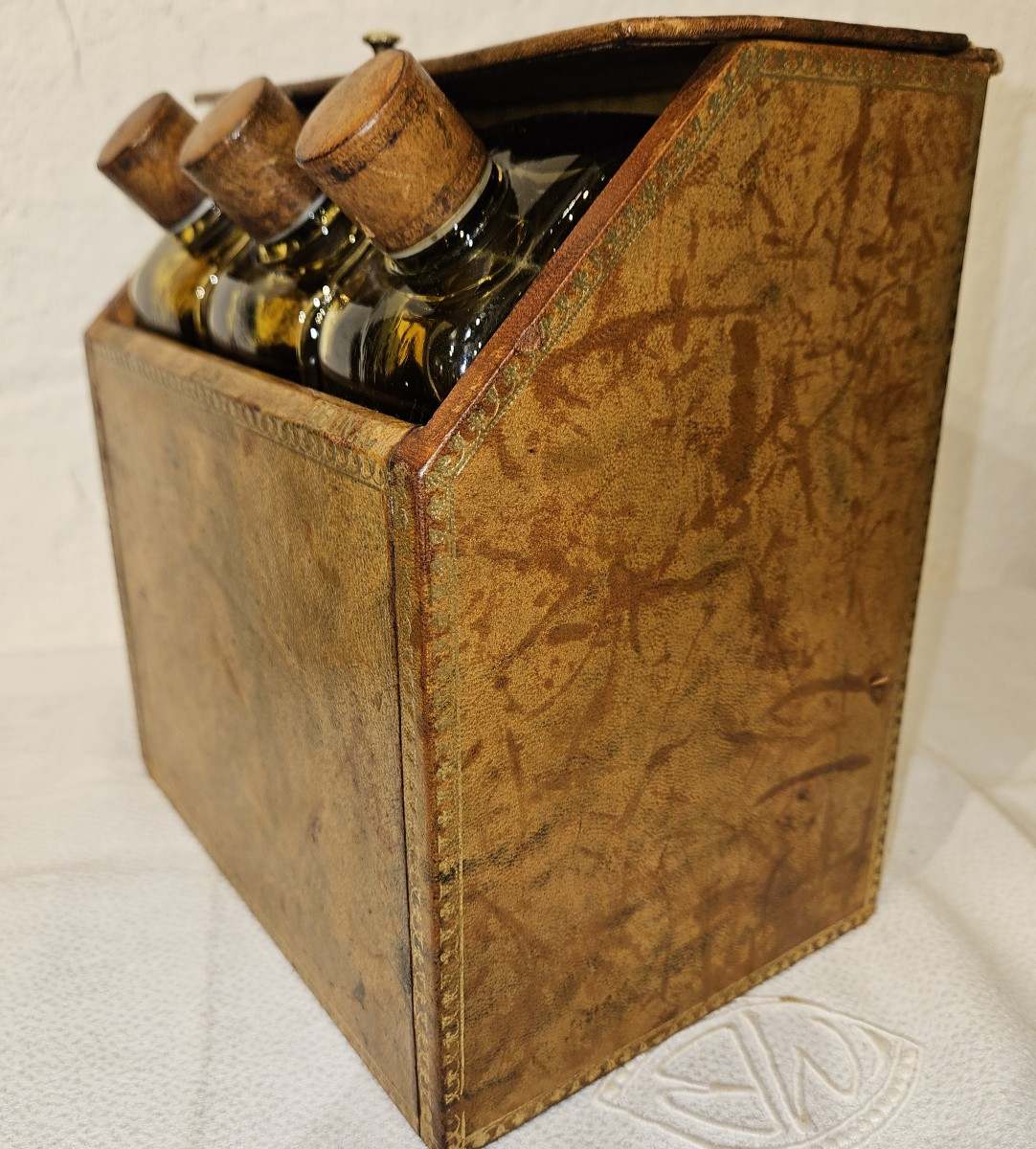 Coffret cave à boissons Tantalus  faux livres  - époque début 20ème --photo-4