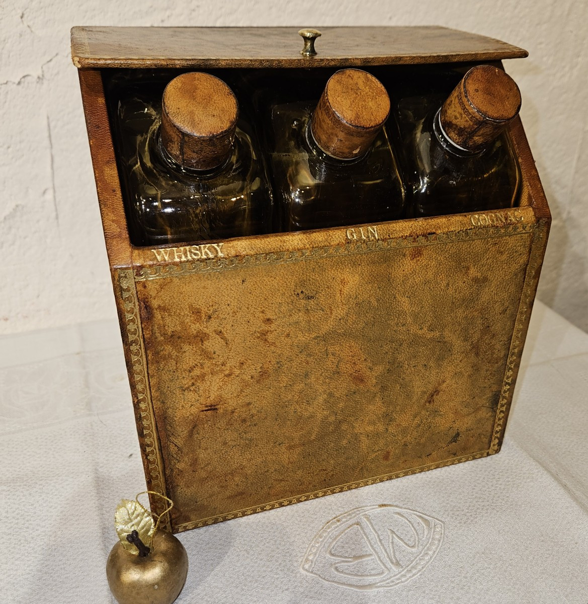 Coffret cave à boissons Tantalus  faux livres  - époque début 20ème --photo-6