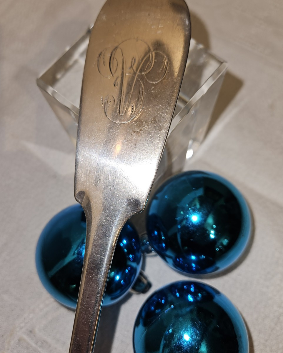 Louche en argent massif  à bord  "verse franc " de G. BAER - Strasbourg - 19ème--photo-3