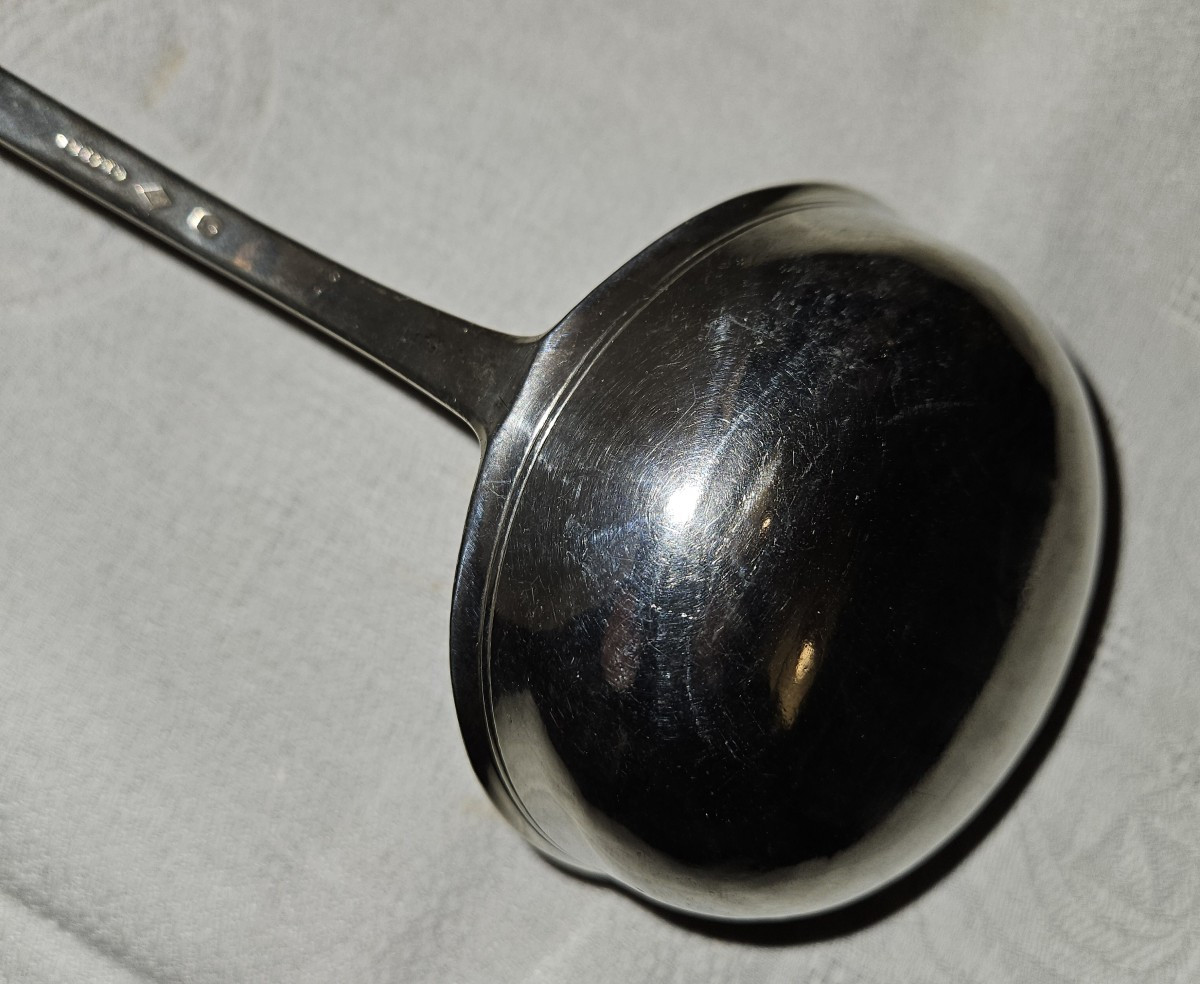 Louche en argent massif  à bord  "verse franc " de G. BAER - Strasbourg - 19ème--photo-4