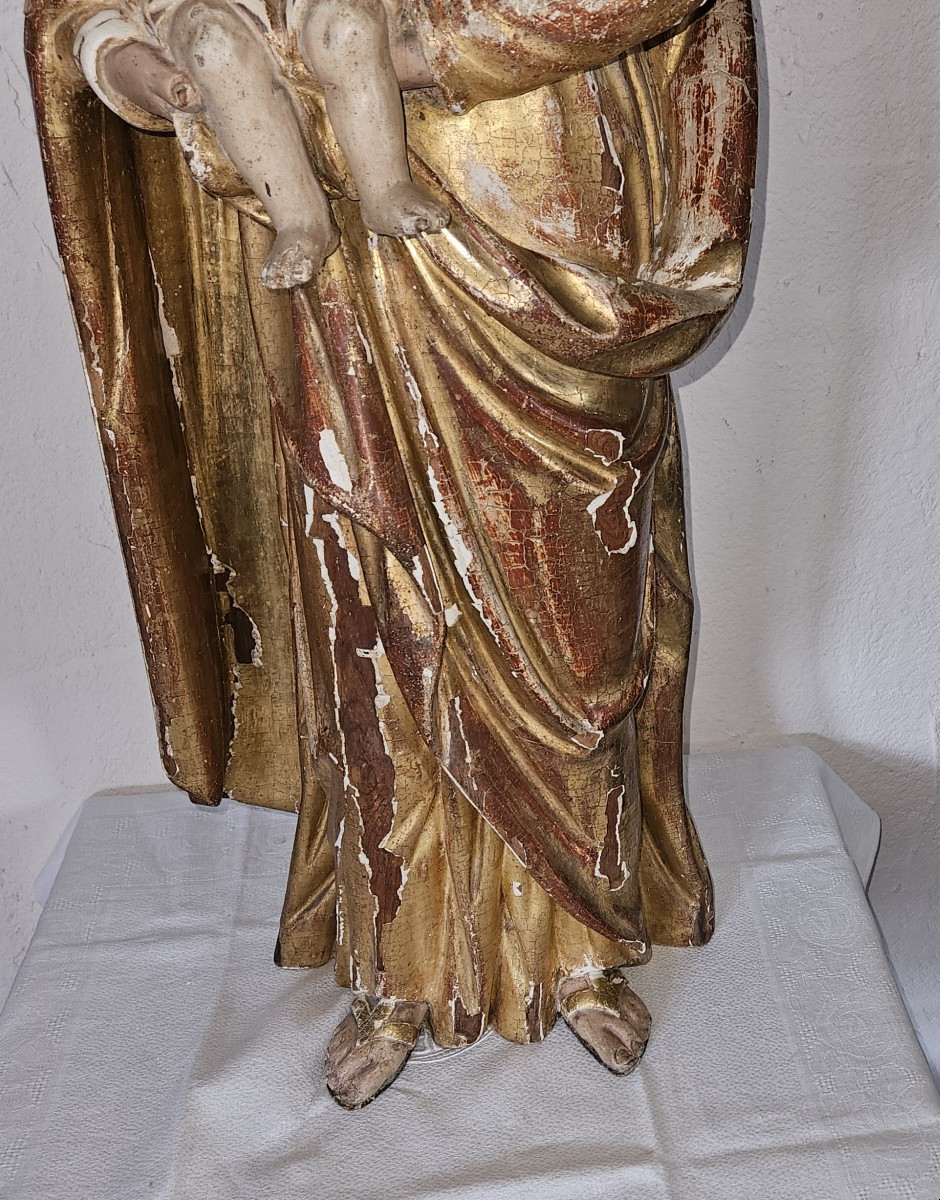 Statue de St JOSEPH portant l'enfant Jésus - bois polychrome  -  époque 17ème --photo-3