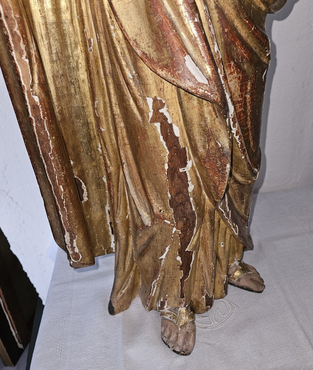 Statue de St JOSEPH portant l'enfant Jésus - bois polychrome  -  époque 17ème --photo-1