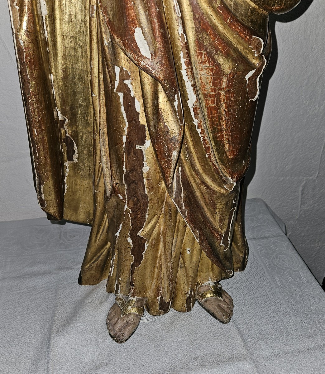 Statue de St JOSEPH portant l'enfant Jésus - bois polychrome  -  époque 17ème --photo-4