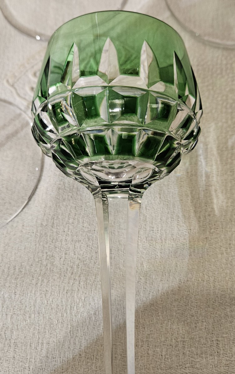 5 Rohmer Glasses - Manhattan Pattern - Saint-louis Crystal - 20th Century-photo-3