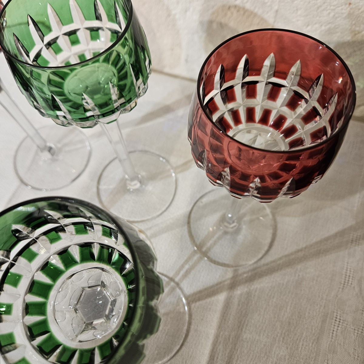 5 Rohmer Glasses - Manhattan Pattern - Saint-louis Crystal - 20th Century-photo-2